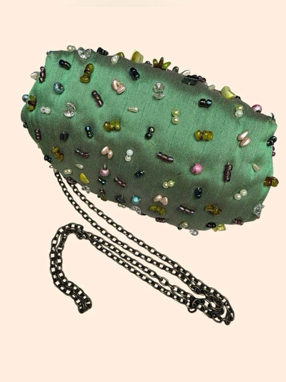 Mary Frances Beaded Purse Sage Green with Pastel Accents, GUC Vintage - Picture 11 of 14